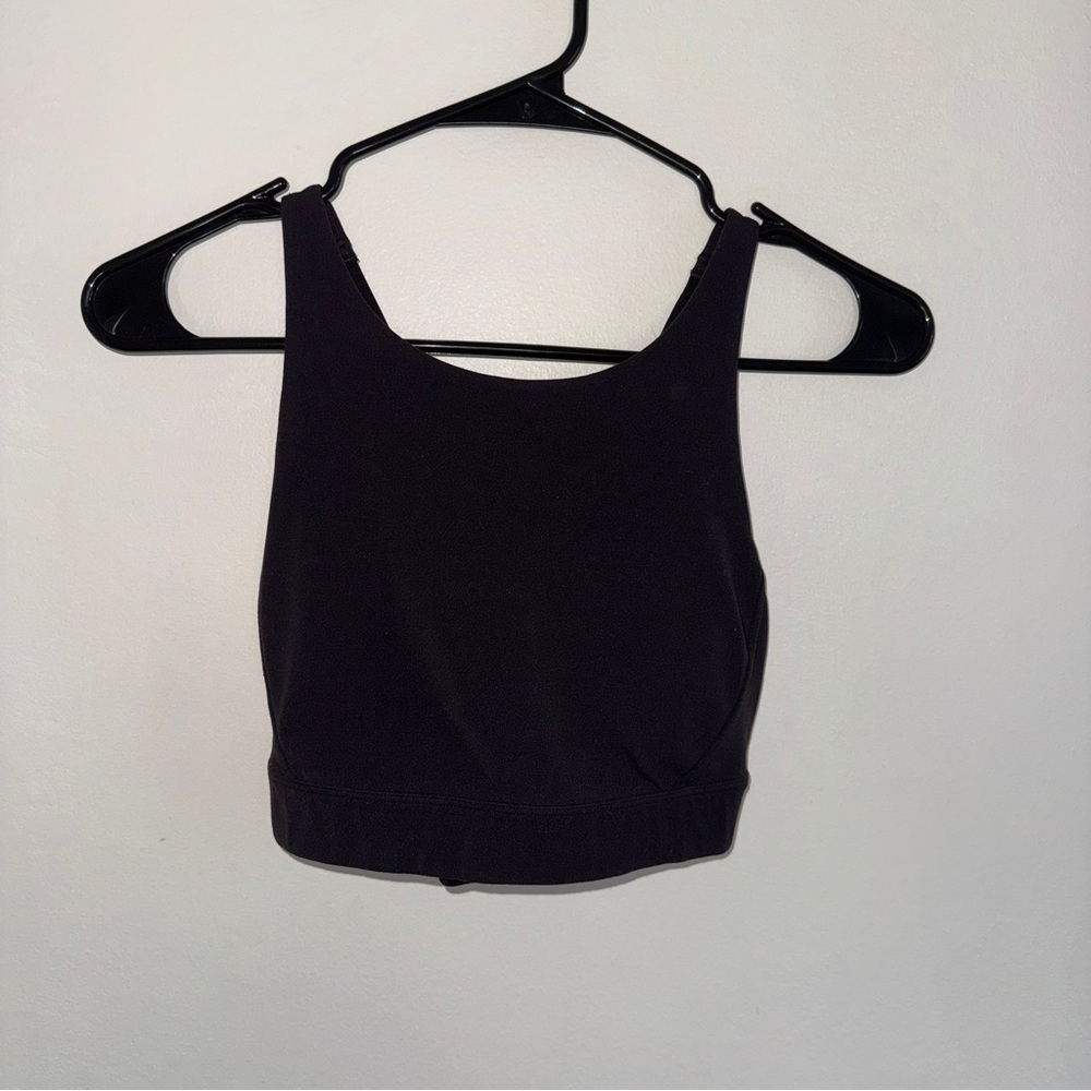 Stori Black High Neck Sports Bra Crop Top criss cross back 4 XS-S